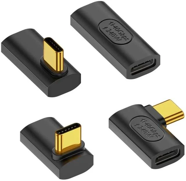 Main image of 90 Degree USB C Adapter, USB C Female to Female Adapter 240W PD, 40Gbps,8K@60Hz Support Thunderbolt 4 Cable for Steam Deck, Laptop, MacBook, iPhone 4 Pack