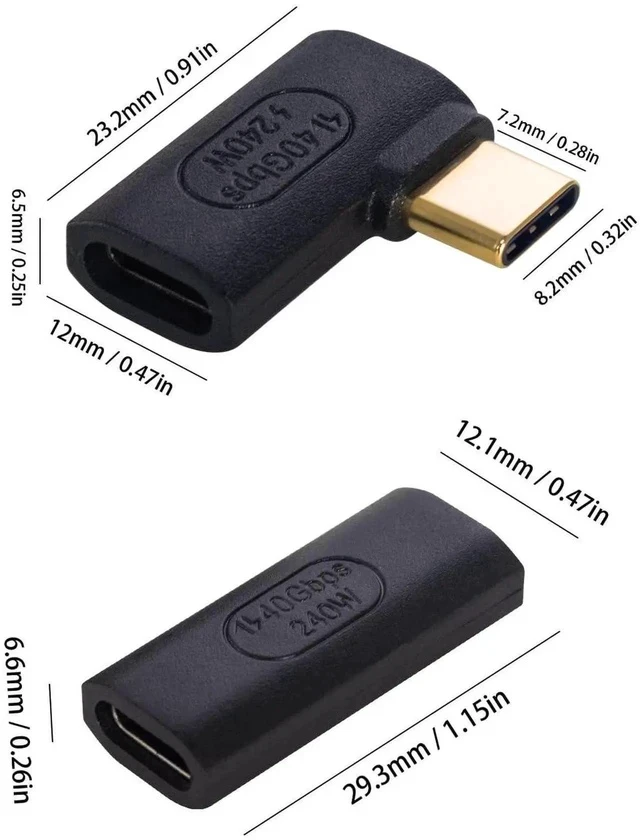 Alt view image 3 of 4 - 90 Degree USB C Adapter, USB C Female to Female Adapter 240W PD, 40Gbps,8K@60Hz Support Thunderbolt 4 Cable for Steam Deck, Laptop, MacBook, iPhone 4 Pack