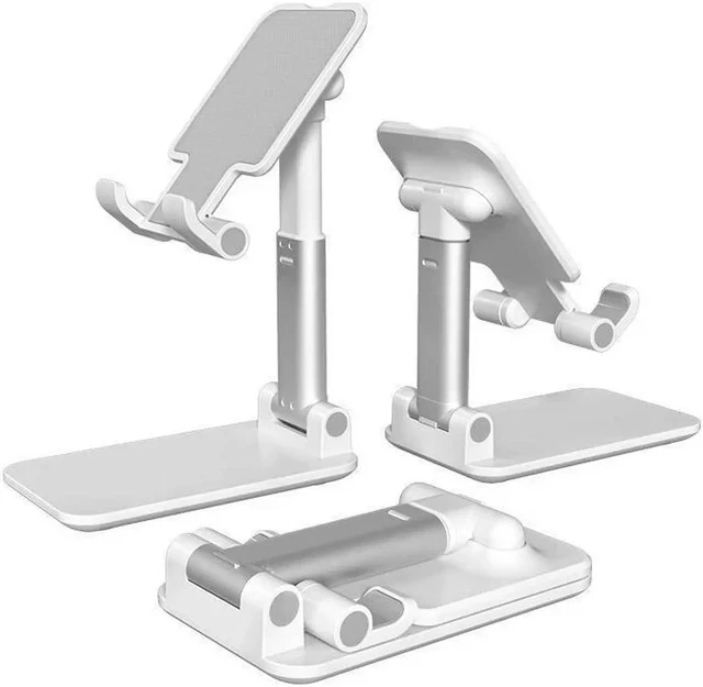 Alt view image 7 of 7 - Upgraded Desktop Cell Phone Holder, Adjustable Desktop Cell Phone Stand Cradle Dock Compatible Tablet Stand Foldable Phone Stand Dock for Desk For 4-12.9in Phone iPad,Tablet Kindle White