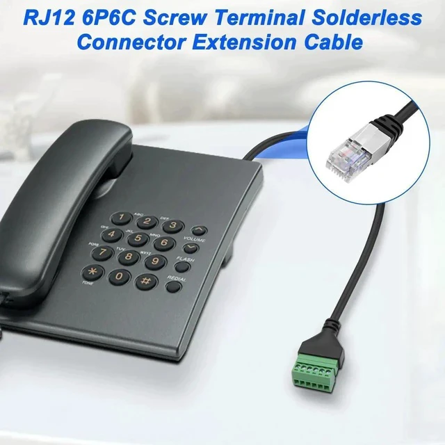Alt view image 3 of 7 - RJ12 Screw Terminal RJ12 6P6C to 6 Pin Solderless Connector Adapter Extension Cable Phone Cord RJ12 Male to 6 Pin Terminal Breakout Board Extender Connector for Landline Telephone Modem - 2PCS