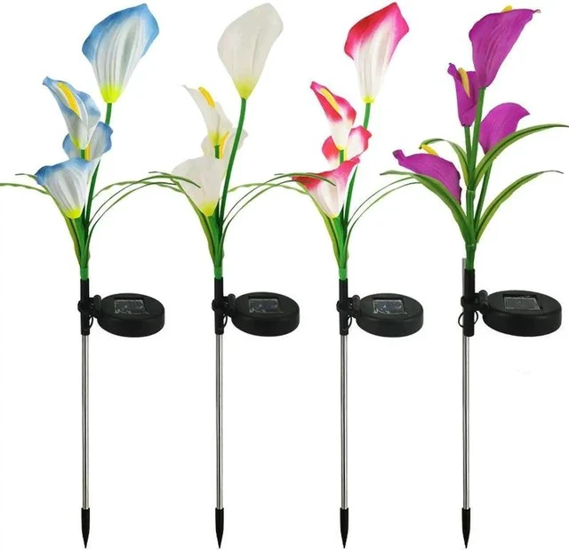 Alt view image 2 of 7 - Gemdeck 4 Pack Solar Garden Calla Flowers Lights, LED Soalr Outdoor Lights Decor