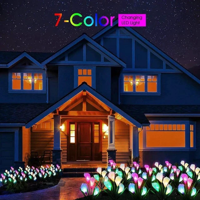 Alt view image 5 of 7 - Gemdeck 4 Pack Solar Garden Calla Flowers Lights, LED Soalr Outdoor Lights Decor