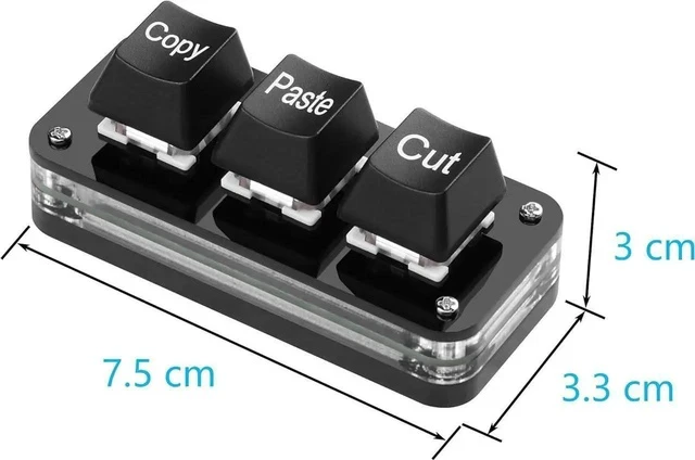 Alt view image 4 of 7 - Mini 3-Key Cut Copy Paste Keyboard Programmable Keypads with LED Light Mechanical Hot Swap Macro Keyboard for Working and Gaming