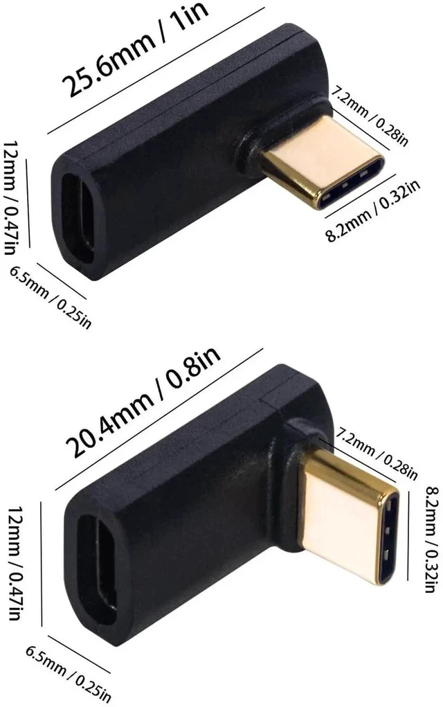 Alt view image 4 of 4 - 90 Degree USB C Adapter, USB C Female to Female Adapter 240W PD, 40Gbps,8K@60Hz Support Thunderbolt 4 Cable for Steam Deck, Laptop, MacBook, iPhone 4 Pack