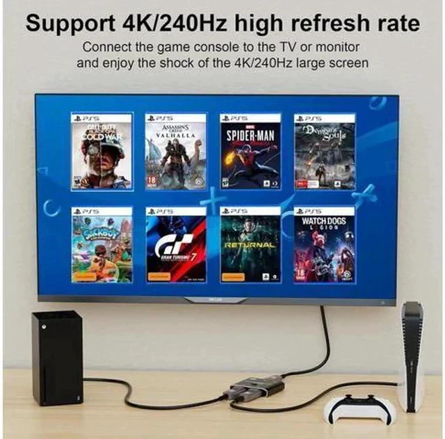 Alt view image 4 of 7 - DP DisplayPort 2.0 Bi-Direction 2x1 Switch Splitter Selector Hub Support HDCP SST Extended 16K@60hz 4K@240hz Convertor