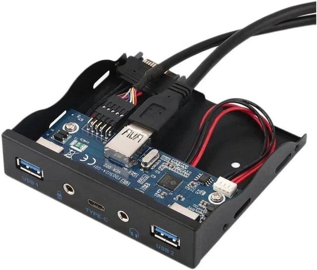 Main image of 3.5" Front Panel Floppy Bay 2 Ports USB 3.0 Hub With 1x HD Audio Output 1x Microphone Input 1x USB 3.1 Type C For Desktop PC
