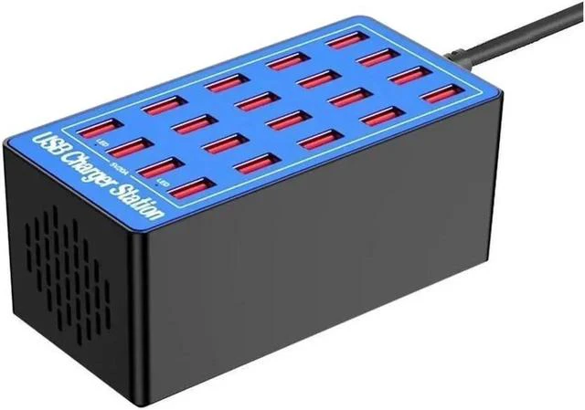 Main image of 100w 20(20A) Port, USB Fast Charging Station,Travel Desktop USB Rapid Charger,Multi Ports Charging Station Organizer Compatible with Smartphones,Tables,and More Devices - Blue