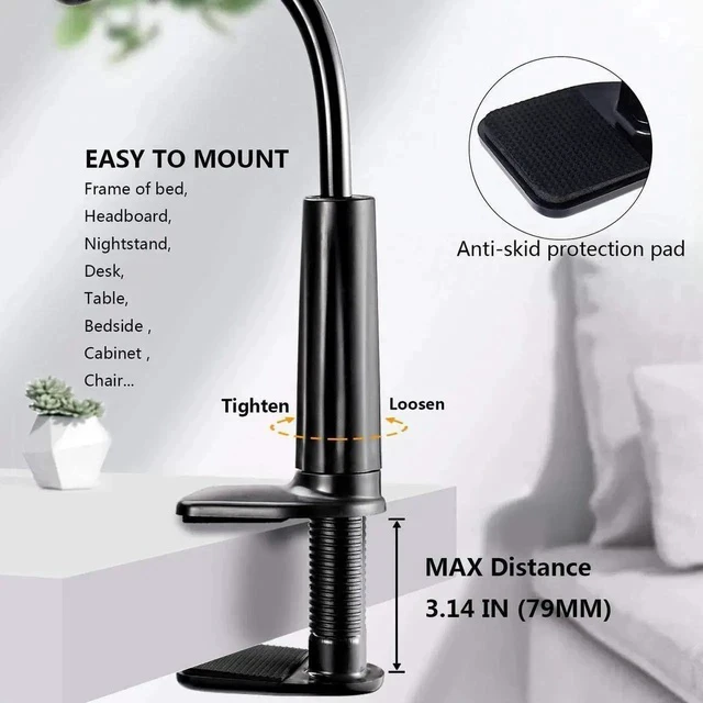 Alt view image 2 of 7 - Gooseneck Tablet Stand & Cell Phone Holder,Universal 360° Flexible Tablet Mount| Lazy Arm Holder Clamp Mount Bracket Bed Dock Compatible with Pad Mini/Air 2/3/4,Tab 2 3 and 4.7-10.5" Devices