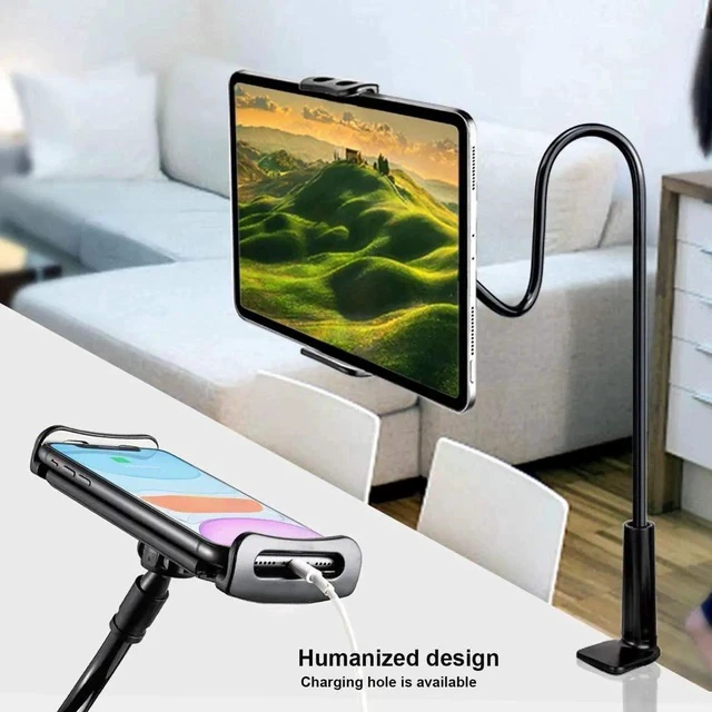 Alt view image 5 of 7 - Gooseneck Tablet Stand & Cell Phone Holder,Universal 360° Flexible Tablet Mount| Lazy Arm Holder Clamp Mount Bracket Bed Dock Compatible with Pad Mini/Air 2/3/4,Tab 2 3 and 4.7-10.5" Devices