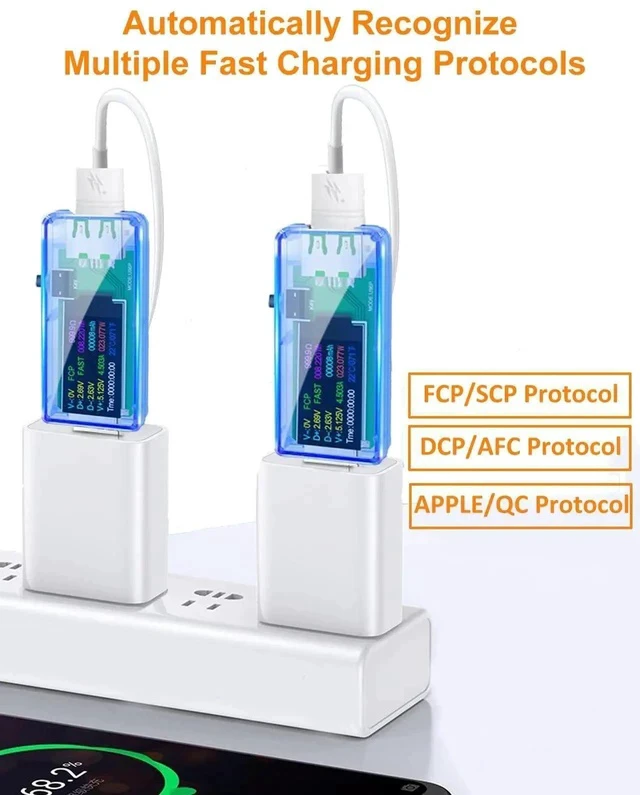 Alt view image 4 of 5 - USB 3.0 Tester, BUCIER IPS Color Display Digital Multimeter Voltmeter Current and Voltage Monitor, DC 5.1A/30V/150W Power Meter Tester, Test Speed of Chargers, Cables, Capacity of Power Banks-Blue