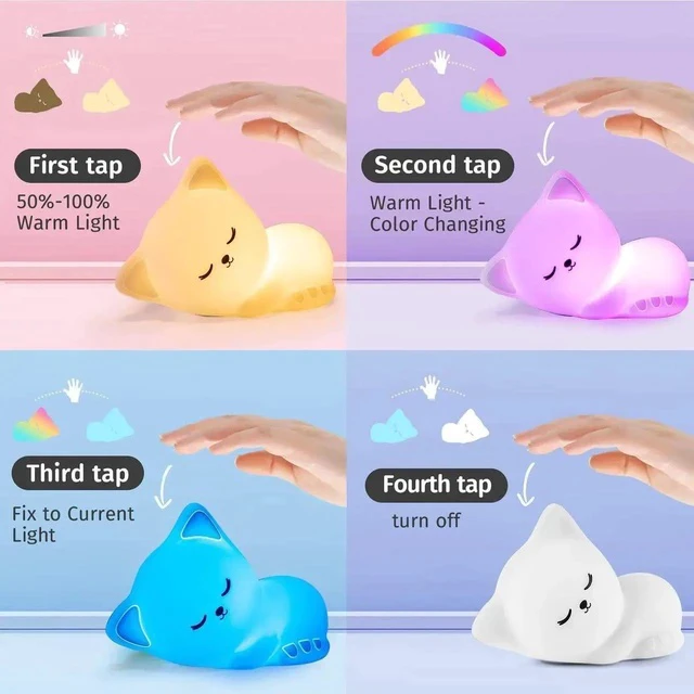Alt view image 2 of 5 - Gemdeck Night Light for Kids Lamp Cat Lamp, 16 Colors Cute Night Light for Kids Night Light
