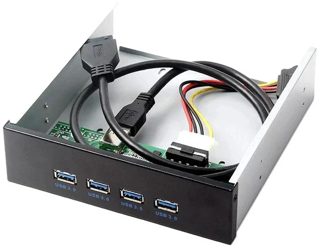 Alt view image 3 of 7 - USB 3.0 HUB 4 Ports HUB Front Panel to Motherboard 20Pin 19Pin Header Connector Cable Compatible for 5.25" CD-ROM Bay