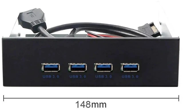 Alt view image 5 of 7 - USB 3.0 HUB 4 Ports HUB Front Panel to Motherboard 20Pin 19Pin Header Connector Cable Compatible for 5.25" CD-ROM Bay