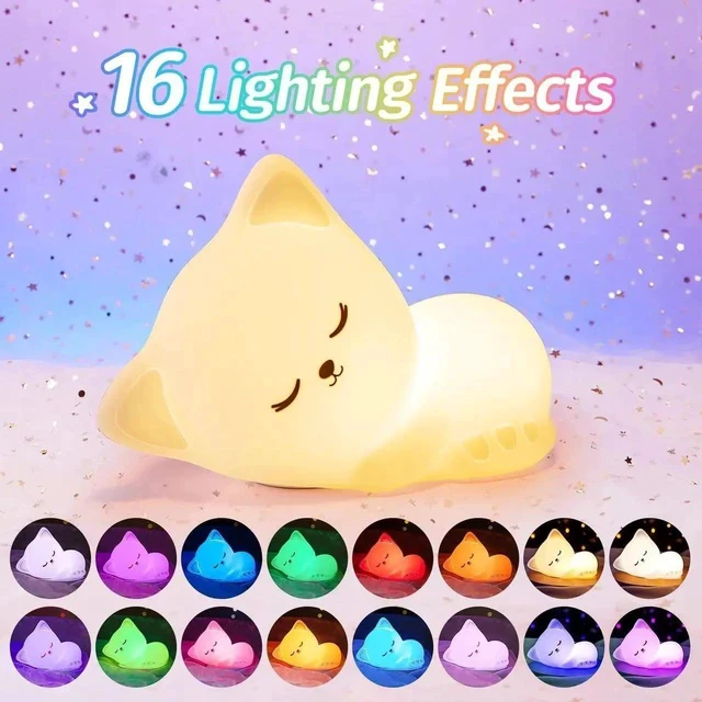 Alt view image 5 of 5 - Gemdeck Night Light for Kids Lamp Cat Lamp, 16 Colors Cute Night Light for Kids Night Light
