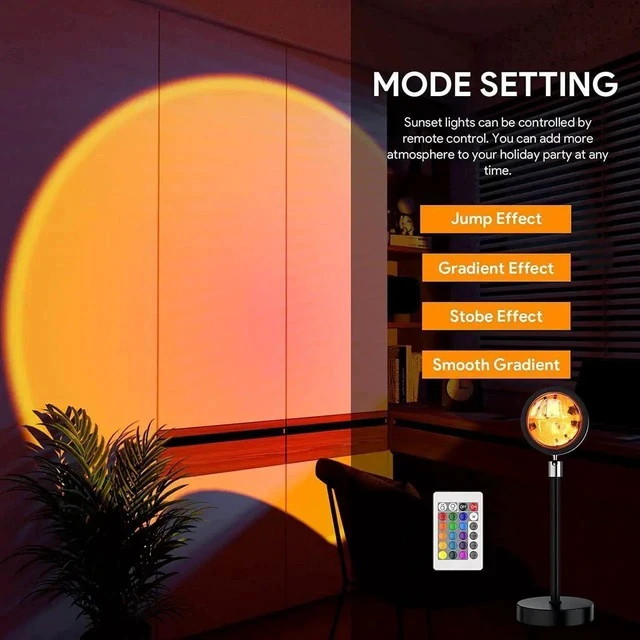 Alt view image 3 of 6 - Gemdeck Sunset Lamp Projection Led Lights with Remote, 16 Colors Night Light 360° Rotation Rainbow Lights Gifts for Women
