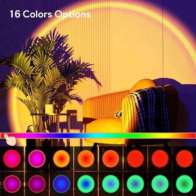 Alt view image 6 of 6 - Gemdeck Sunset Lamp Projection Led Lights with Remote, 16 Colors Night Light 360° Rotation Rainbow Lights Gifts for Women