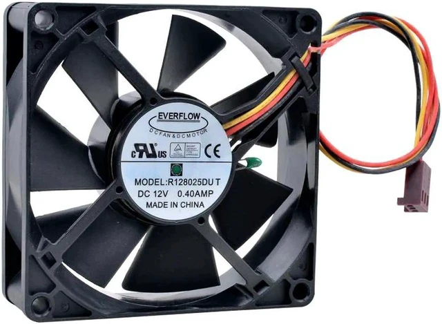 Alt view image 3 of 4 - R128025DU T 8cm 80mm fan 80x80x25mm DC12V 0.40A 3 lines Resistance temperature controlled cooling fan for chassis power supply