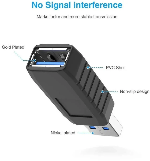 Alt view image 5 of 7 - USB Coupler Male to Female 4Packs USB 3.0 Type A Adapter Superspeed 5Gbps USB Port Extension Connector Bridge Compatible with Laptop Computer Hard Drive Printer Camera