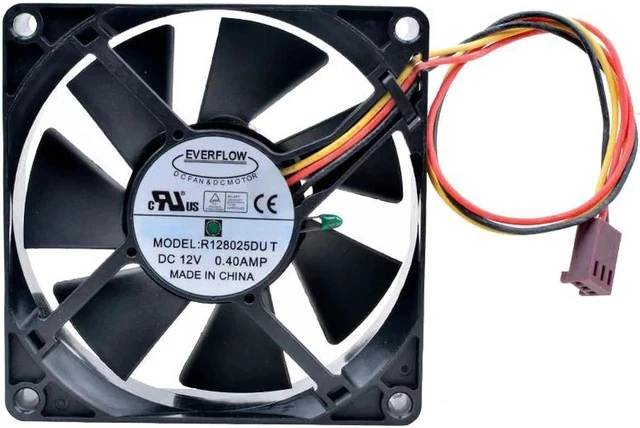 Alt view image 4 of 4 - R128025DU T 8cm 80mm fan 80x80x25mm DC12V 0.40A 3 lines Resistance temperature controlled cooling fan for chassis power supply