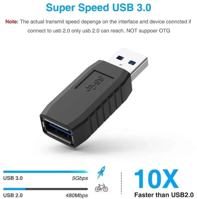 Alt view image 7 of 7 - USB Coupler Male to Female 4Packs USB 3.0 Type A Adapter Superspeed 5Gbps USB Port Extension Connector Bridge Compatible with Laptop Computer Hard Drive Printer Camera