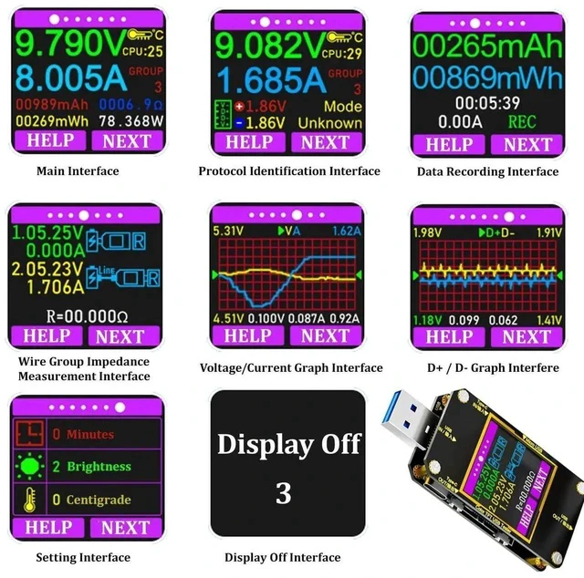 Alt view image 2 of 7 - USB C Power Meter Tester, Voltmeter Ammeter Load Tester, Voltage and Current Monitor With Braided C to C Cable (1.5Ft/50cm) - Test Cable Speed - PD 2.0/3.0 QC 2.0/3.0/4.0