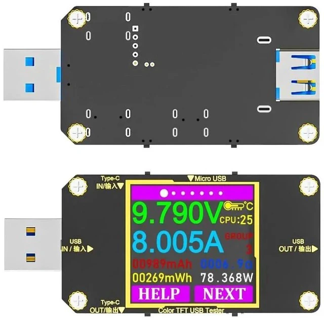Alt view image 5 of 7 - USB C Power Meter Tester, Voltmeter Ammeter Load Tester, Voltage and Current Monitor With Braided C to C Cable (1.5Ft/50cm) - Test Cable Speed - PD 2.0/3.0 QC 2.0/3.0/4.0