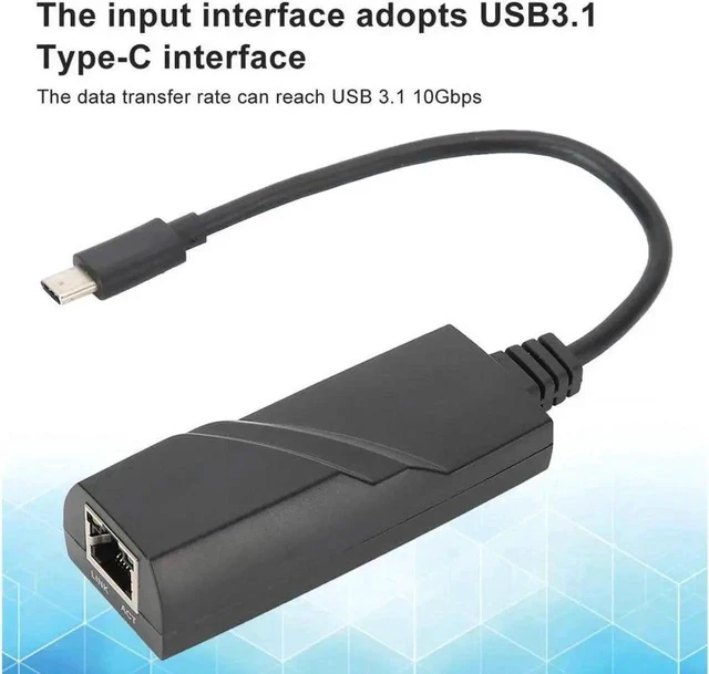 Alt view image 5 of 6 - Gigabit Ethernet Adapter Type C USB 3.1 1000Mbps High Speed Ethernet LAN Network Card for Mobile Phone Tablet Notebook and More Support Forward and Reverse Plugging