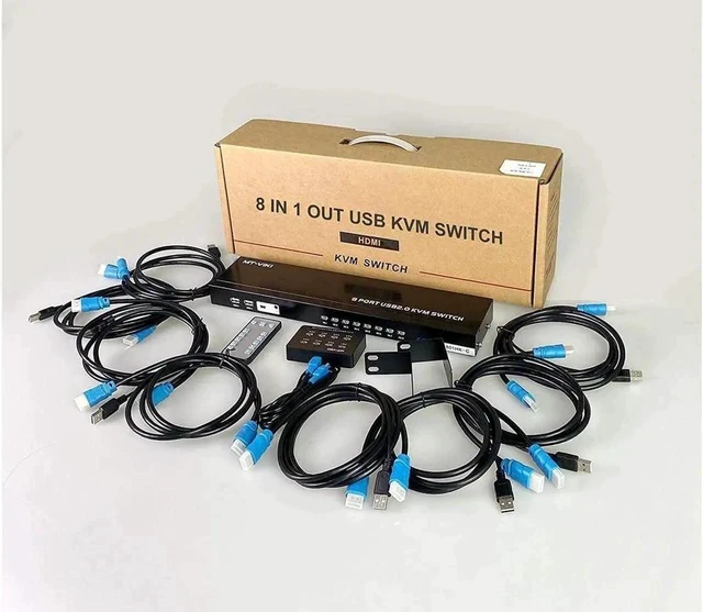 Alt view image 3 of 7 - 8 Port KVM Switch HDMI, MT-VIKI 4K@30Hz Rack Mount KVM HDMI Switch w/IR Remote & Wire-Desktop Controller & 8 HDMI KVM Cables
