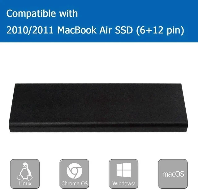 Alt view image 2 of 6 - PCIe SSD Enclosure for 2010 2011 MacBook Air, USB 3.0 External Reader for A1369 A1370 SSD Adapter with Case, Support Model MC503 MC504 MC965 MC966 MC505 MC506 MC968 MC969