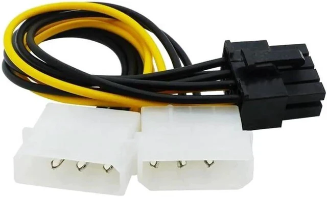 Alt view image 2 of 3 - 18cm 8Pin To Dual 4Pin Video Card Power Cord Y Shape 8 Pin PCI Express To Dual 4 Pin M-olex Graphics Card Power Cable