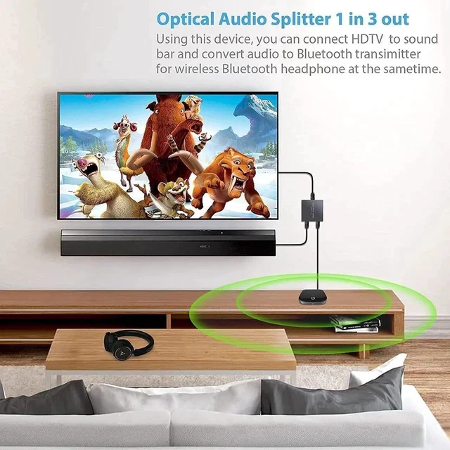 Alt view image 2 of 7 - 3 Port Toslink Splitter with Optical Cable (1 in 3 Out) Premium Quality Digital Optical Audio Splitter Aluminum Alloy SPDIF Toslink Fiber Audio Splitter Support Dolby Digital DTS 5.1 PCM Stereo LPCM