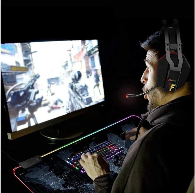 Alt view image 3 of 7 - Extended RGB Gaming Mouse Pad, Extra Large Gaming Mouse Mat for Gamer, Waterproof Office Desktop Mat with 10 Lighting Mode, for PC Computer RGB Keyboard Mouse - 31.5'' x 15in x 4mm(Map)