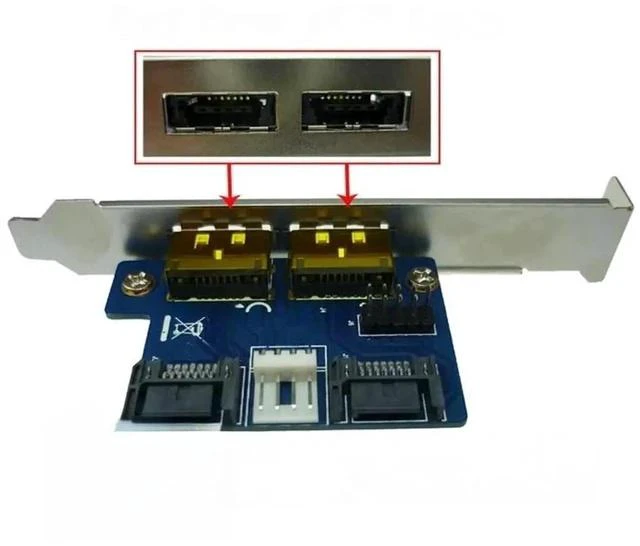 Main image of FOR Dual Power over esata (eSATA + USB) to Dual SATA adapter,2 SATA to 2 power esata card