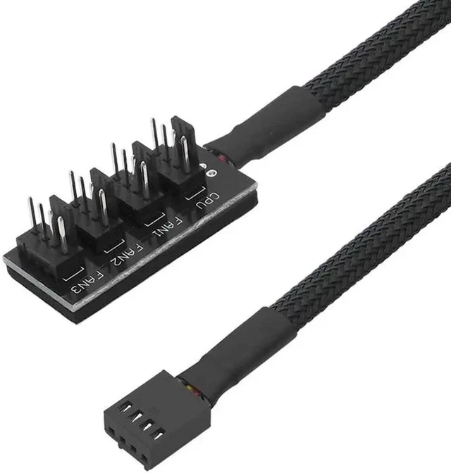 Alt view image 4 of 5 - 1 Female To 4 Male 4-Port Socket Power Cable For 4-Pin PWM Connector Cooling Fan
