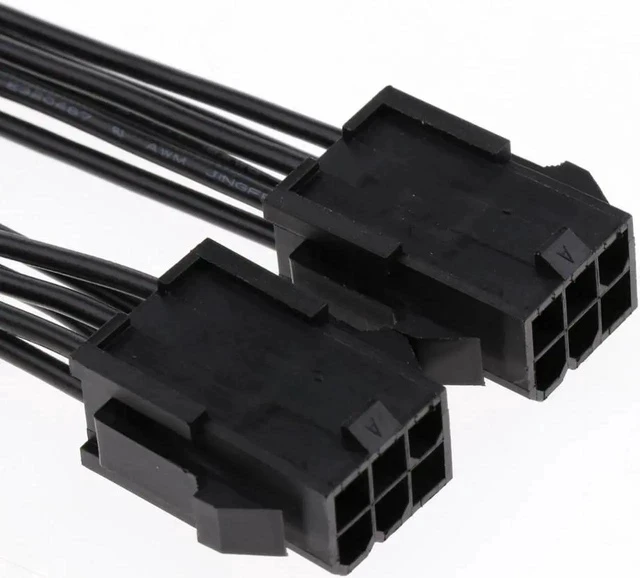 Alt view image 4 of 6 - 20cm 18AWG PCI-E Double 6 Pin to 8 Pin Graphics Card Modular Power Cable