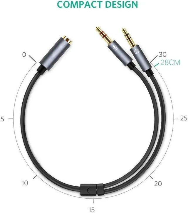 Alt view image 6 of 7 - (2 Pack) Headset Splitter Cable 3.5mm Female to 2 Male for PC Computer and Old Version Laptop, 1Feet/30cm (Blue)