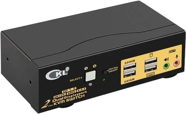Main image of KVM Switch Dual Monitor DisplayPort 2 Port 4K 60Hz 4:4:4, 2x2 DP KVM Switch with Audio and USB 2.0 HUB