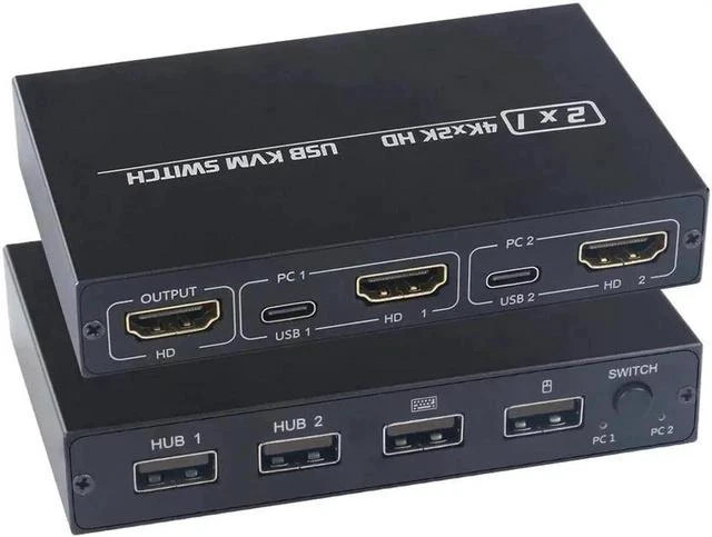 Main image of For 2 PC Sharing Keyboard Mouse Printer Plug and Paly Out 4KUSB 2.0 HDMI-compatible KVM Switch Video Display USB Switch Splitter