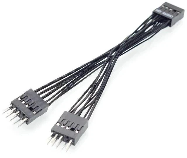 Main image of Motherboard 9Pin HD Audio 1 to 2 Port Multiplier Y Splitter Male to Female Extension Cable