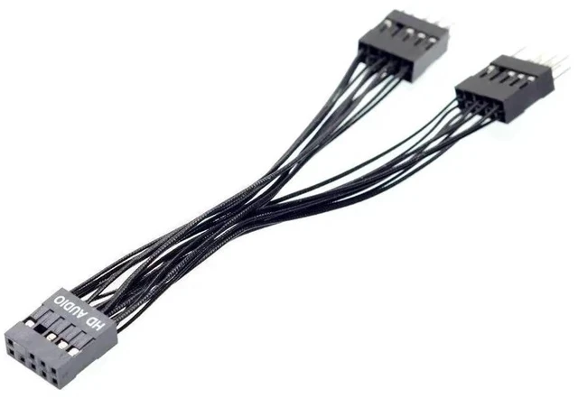 Alt view image 2 of 3 - Motherboard 9Pin HD Audio 1 to 2 Port Multiplier Y Splitter Male to Female Extension Cable