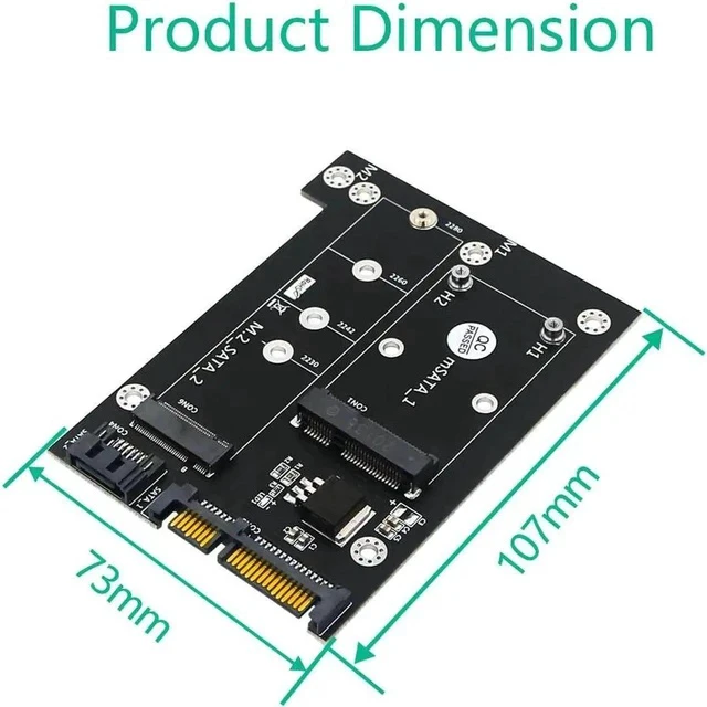 Alt view image 3 of 6 - Riser 2 in 1 mSATA / M2 NGFF SSD to Dual SATA 3.0 Converter M.2 SATA Adapter mSATA to SATA Expansion Card Board for Miner Mining