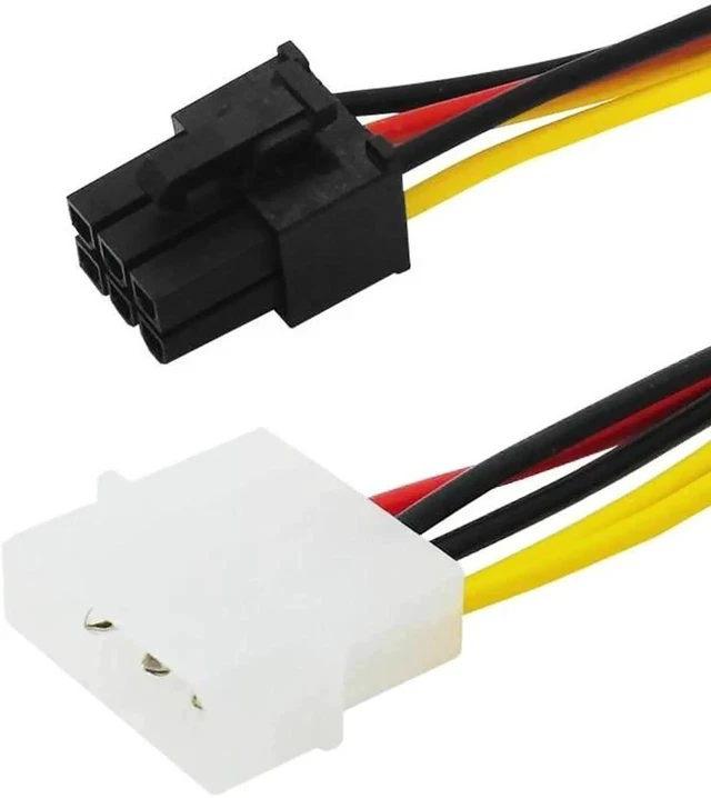 Alt view image 2 of 2 - 1PCS 4 Pin M-olex to 6 Pin PCI-Express PCIE Video Card Power Converter Adapter Cable PC Computer Accessories