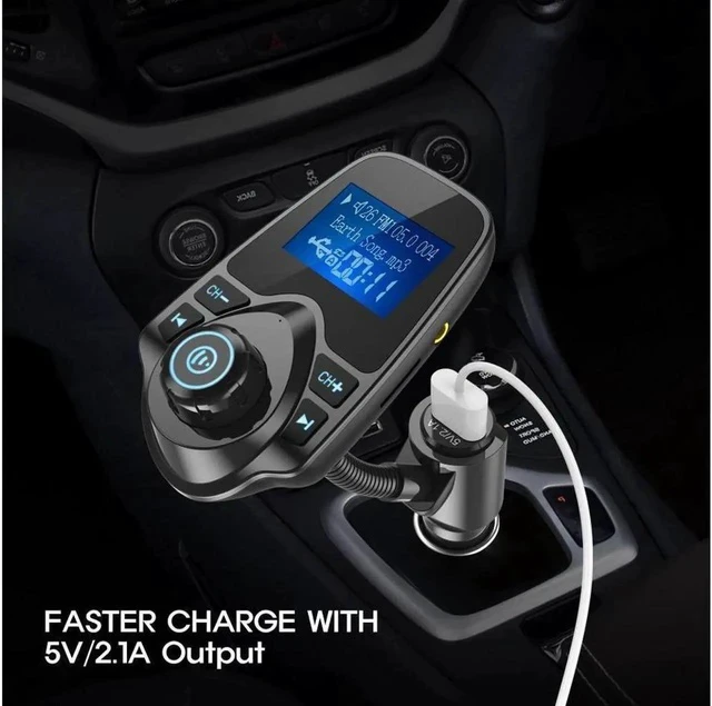 Alt view image 7 of 7 - Wireless In-Car Bluetooth FM Transmitter Radio Adapter Car Kit with 1.44 Inch Display and USB Car Charger