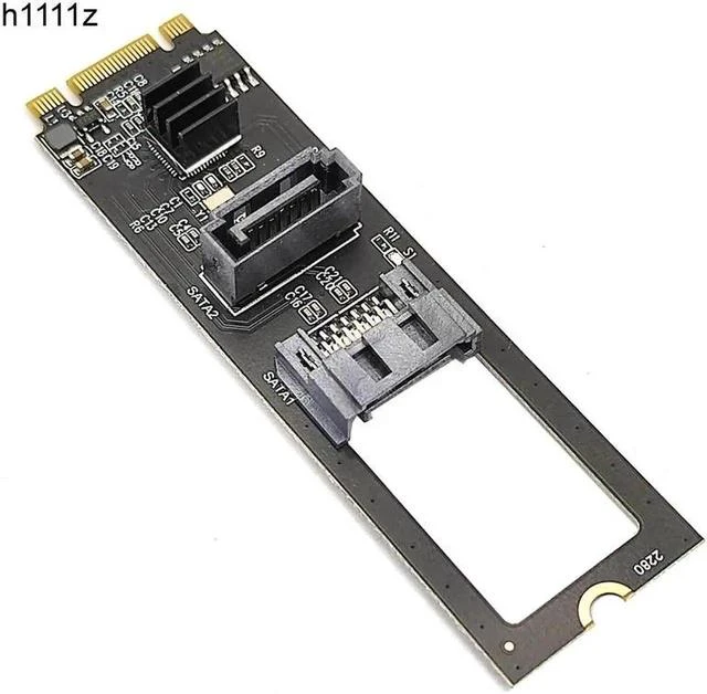 Main image of NVME to Dual SATA Riser Card M.2 NVME TO SATA3.0 6G Controller M.2 Key-M PCIE NVME to SATA Hard Disk Drive Converter JMB582 Chip(Style-1)