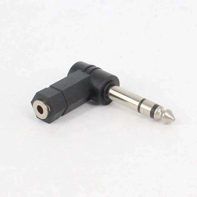 Alt view image 6 of 6 - 1/4 Inch TRS to 3.5mm Right Angle Adapter 90 Degree 6.35mm 3 Pole Male to 3.5mm Female Stereo AUX Headphone Audio Right Angle Converter Connector 2 Pcs
