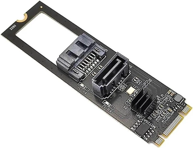 Alt view image 3 of 6 - NVME to Dual SATA Riser Card M.2 NVME TO SATA3.0 6G Controller M.2 Key-M PCIE NVME to SATA Hard Disk Drive Converter JMB582 Chip(Style-1)