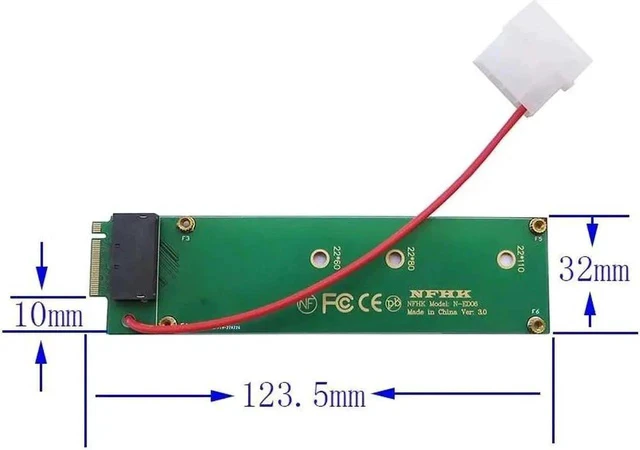 Alt view image 3 of 3 - NVMe M.2 to EDSFF E1.S SSD Converter Adapter Riser M2 Key NVME NGFF to EDSFF 1U Short SSD Adapter Convert Card 4Pin Power Supply