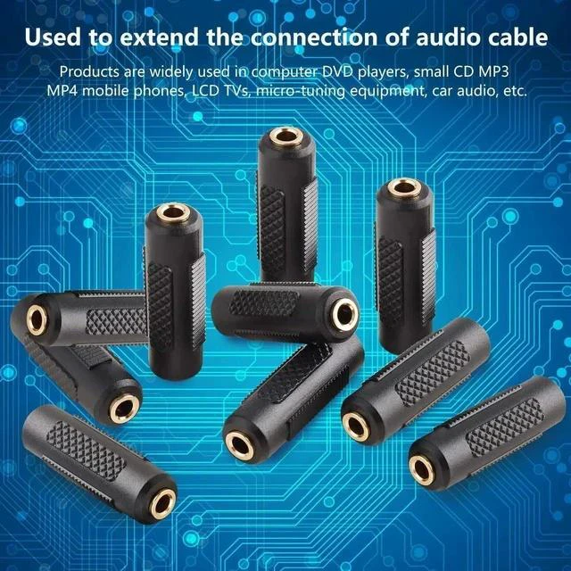 Alt view image 4 of 7 - 3.5mm Stereo Jack to 3.5mm Stereo Jack Adapter Connectors Stereo Coupler Female to Female Gold Plated (Pack of 10)