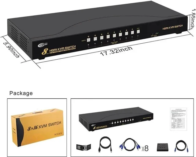 Alt view image 5 of 7 - CKLau 4Kx2K 8 Port HDMI KVM Switch with Cables and USB 2.0 Hub, Rack Mount KVM Switch Supports Keyboard Mouse Switching for Windows, Linux, Mac, Debian, Ubuntu, Fedora, Raspberry Pi and Ubuntu