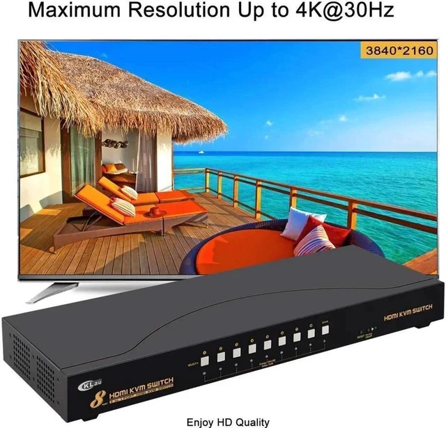 Alt view image 6 of 7 - CKLau 4Kx2K 8 Port HDMI KVM Switch with Cables and USB 2.0 Hub, Rack Mount KVM Switch Supports Keyboard Mouse Switching for Windows, Linux, Mac, Debian, Ubuntu, Fedora, Raspberry Pi and Ubuntu